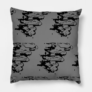 Black abstract elements, silhouettes against dark background Pillow