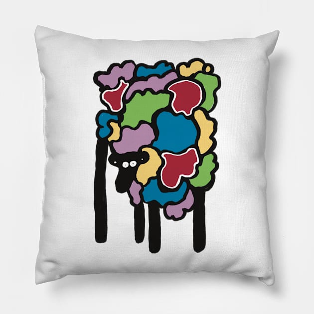 Multicoloured Sheep Pillow by Shadoodles