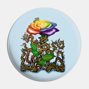 Rainbow Rose and Thorns Pin