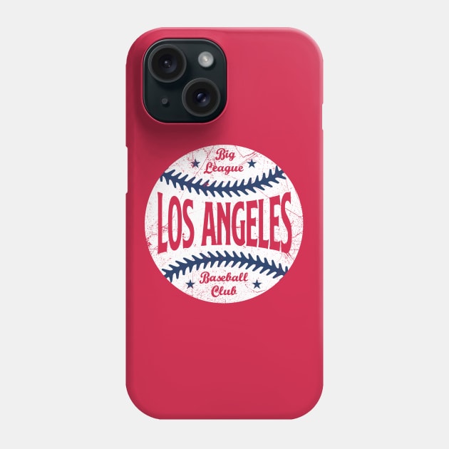 Los Angeles Retro Big League Baseball - Red Phone Case by KFig21