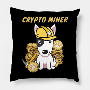 Funny bull terrier is a Crypto Miner Pillow