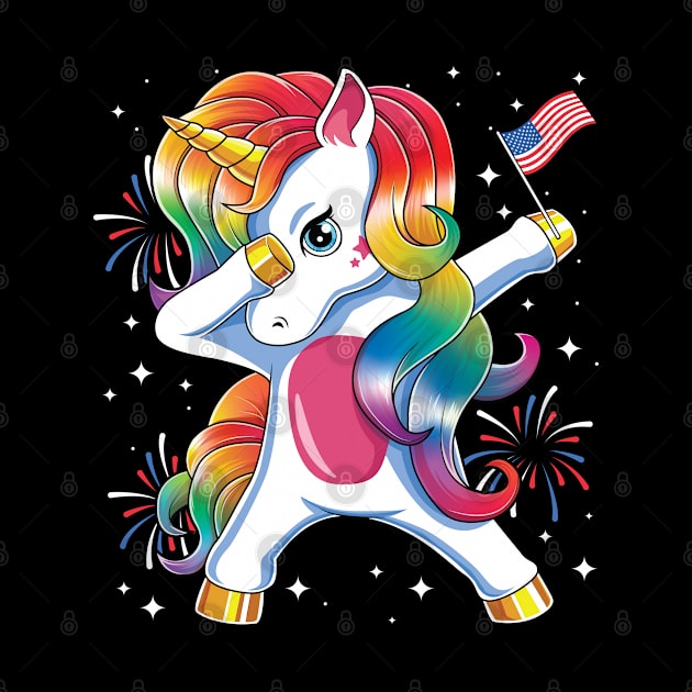 Americorn Dabbing Unicorn USA American Flag Patriotic by HCMGift