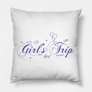 Women Vacation Summer Warning Girls Trip in Progress Pillow