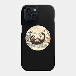 Aquatic Animal Vintage Sunset Art Floral Japanese Otter Phone Case