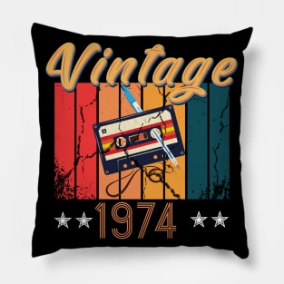 46th Birthday 46 Years Old 46th Vintage Retro cassette Mixtape Music Cassette 1974 Birthday Pillow