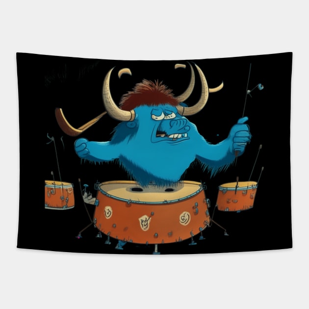 Buffalo On Drums Tapestry by Mrozinnio