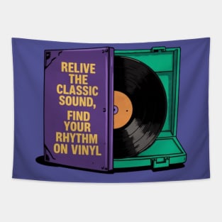 Disco de vinilo vintage, 'Revive el sonido clásico, encuentra tu ritmo en vinilo' Tapestry