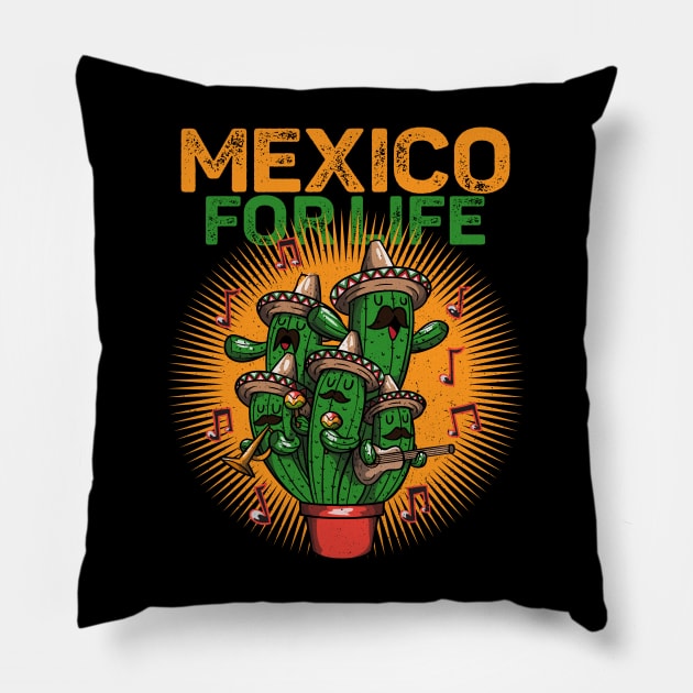 Mexican Cinco De Mayo Cactus Mexican Sombrero Guitar Fiesta Pillow by alcoshirts