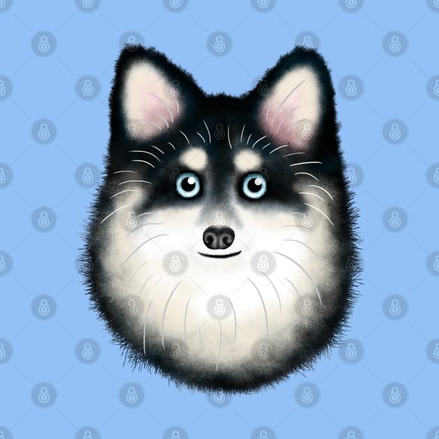 Black and White Pomsky by illucalliart