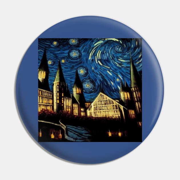 Starry Night Wizarding School Van Gogh Pin by Grassroots Green