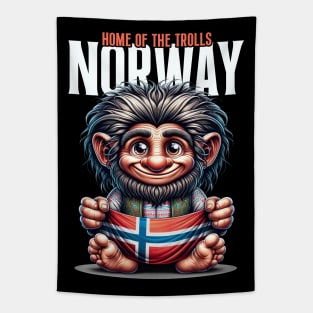 Troll with Norwegian flag 'Norway – Home of the Trolls' Tapestry