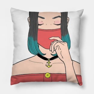 Pretty girl in a mask Pillow