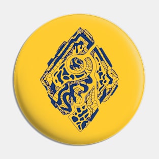 Navy Gold Abstract Rhombus Pin