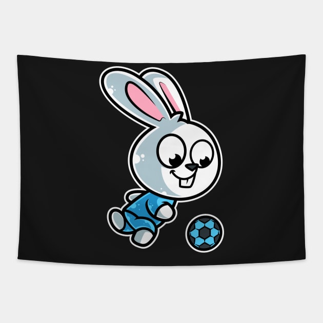 Rabbit Football Game Day Funny Team Sports Bunny Soccer product Tapestry by theodoros20