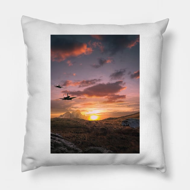 Sunset Jets Pillow by Shaheen01