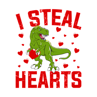 I Steal Hearts Dinosaur Design T-Shirt