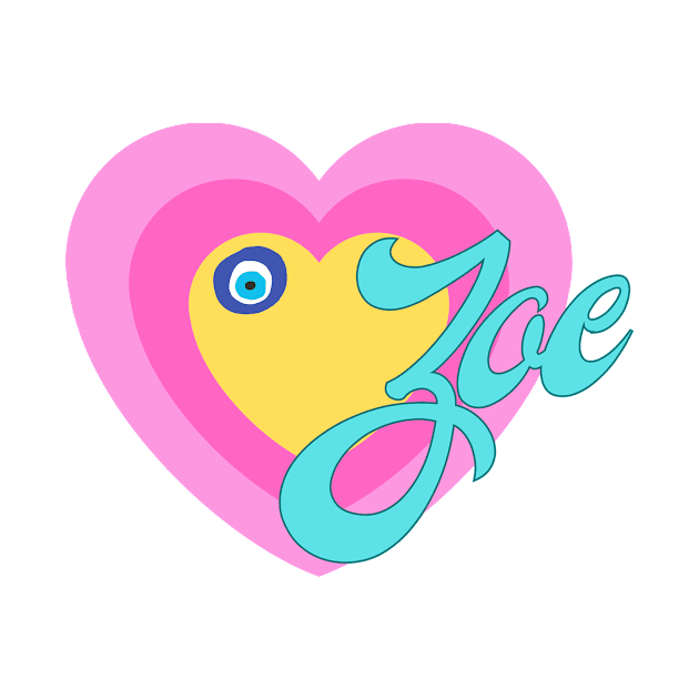 Zoe in Colorful Heart Illustration by jetartdesign