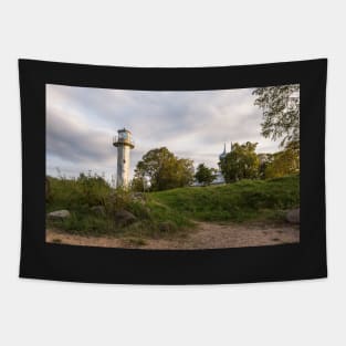 Lighthouse and church in Estonia Tapestry