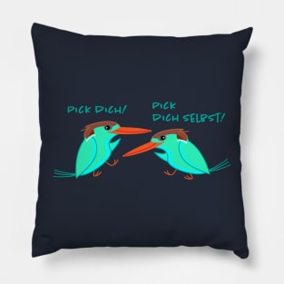 Funny birds in quarrel Pillow