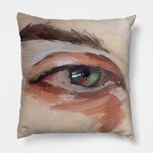 Green Eye Oil Painting Pillow