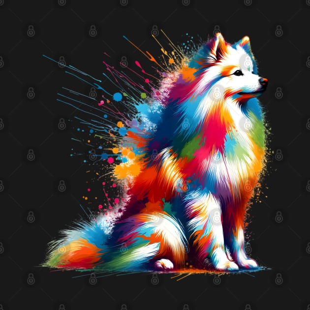 Colorful Abstract American Eskimo Dog in Splash Art by ArtRUs