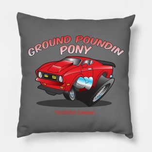 Ground Poundin Pony Cartoon Car Toon Pillow