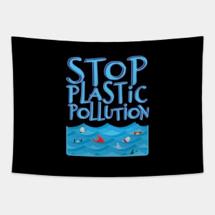 'Stop Plastic Pollution' Environment Awareness Shirt Tapestry