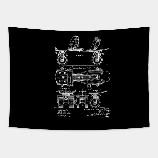 Roller Skate Vintage Patent Drawing Tapestry by TheYoungDesigns