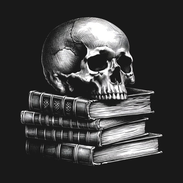 Skull and Books by OddlyNoir