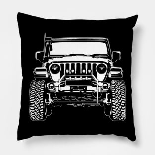 White Wrangler Rubicon Sketch Art Pillow