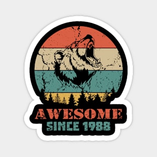 Awesome Since 1988 Year Old School Style Gift Women Men Kid Magnet