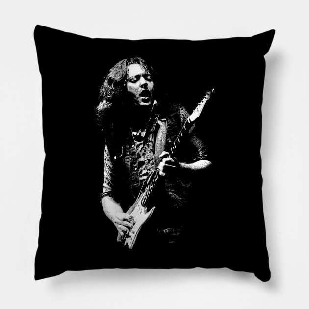 Guitar Hero Tribute Celebrate the Legendary Music of Rory Gallagher with a Stylish T-Shirt Pillow by QueenSNAKE