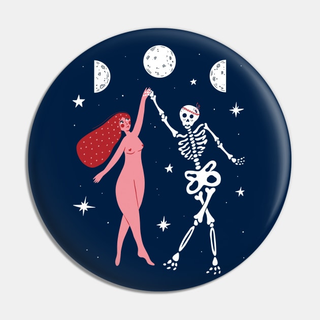 Woman Dancing With Skeleton under Full Moon illustration Pin by WeirdyTales