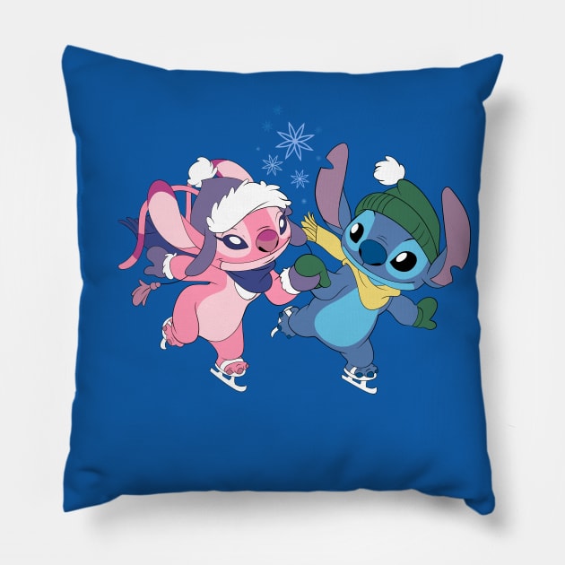 Stitch & Angel Skaters Pillow by Nykos