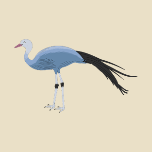 Blue crane bird cartoon illustration T-Shirt