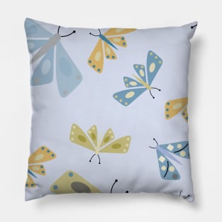 Moth Blue Pastel Colors Pillow