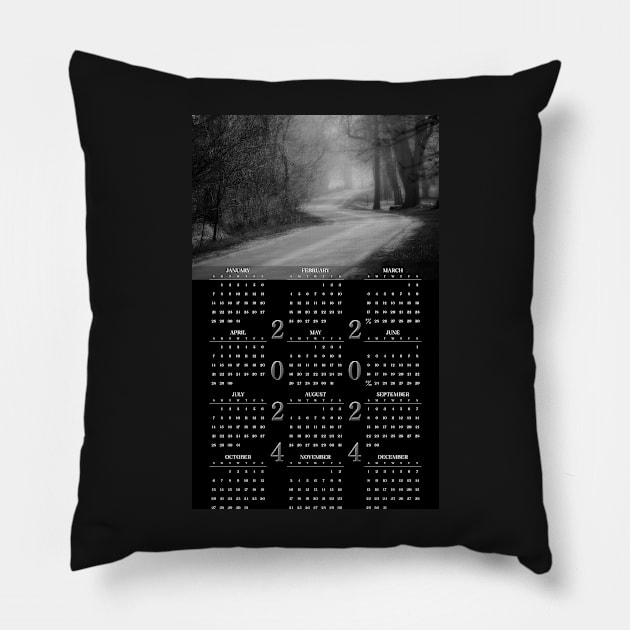 Country Road • 2024 Year-at-a-glance Calendar Pillow by photoclique