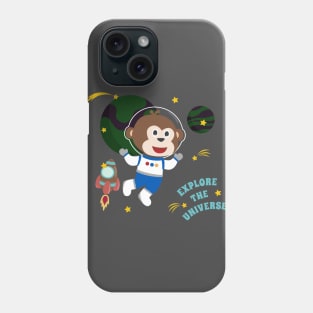 Space monkey or astronaut in a space suit with cartoon style. Phone Case
