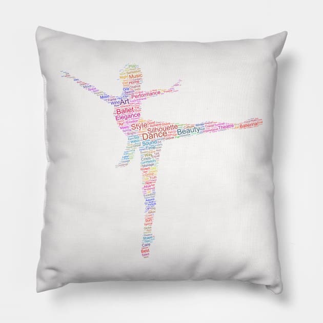 Dancer Lady Woman Silhouette Shape Text Word Cloud Pillow by Cubebox