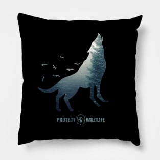 Protect Wildlife - Nature - Wolf Silhouette Pillow