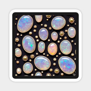 Gold and Cabochon Opal Seamless Pattern Magnet