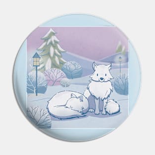 Winter Wonderland Foxes Pin