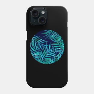 Watercolor Palm Leaves on Navy Phone Case