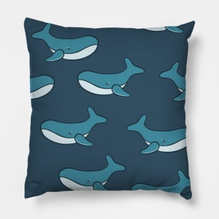 Cute whale in blue ocean Pillow