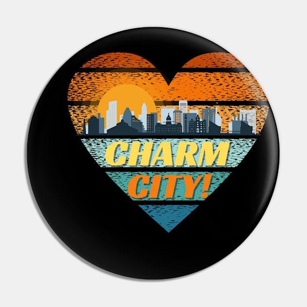 CHARM CITY LOVE MADE WITH HEART SHAPE DESIGN Pin by The C.O.B. Store