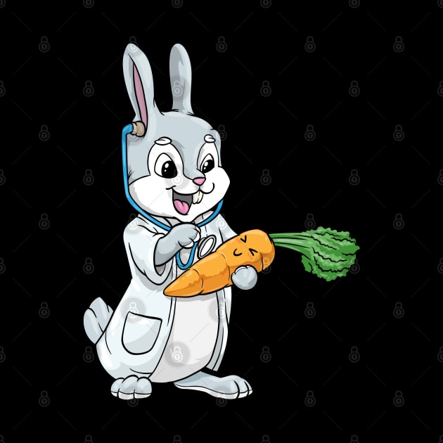 Rabbit as doctor with stethoscope and carrot by Markus Schnabel