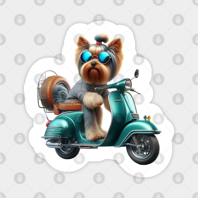 Classy dog on a scooter Magnet by The Artful Barker
