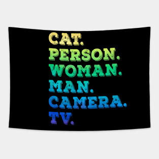 Cat Person Woman Man Camera Tv Tapestry