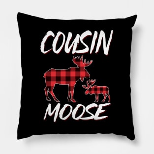 Red Plaid Cousin Moose Matching Family Pajama Christmas Gift Pillow