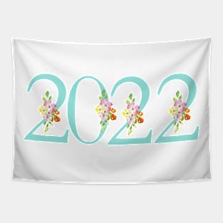 New Year 2021 teal floral Tapestry